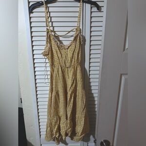 NWOT Yellow Checker Backless Dress